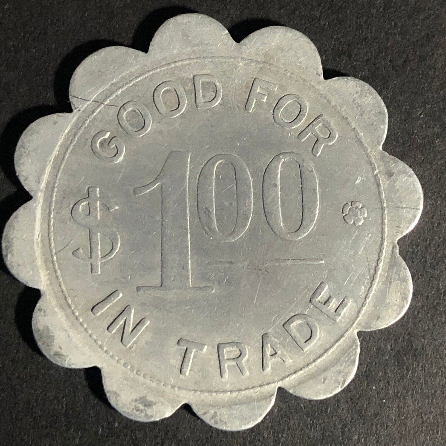 McElwain & Son Blencoe Iowa G/F $1 In Trade Scalloped Alum. Token 37.7mm Scarce