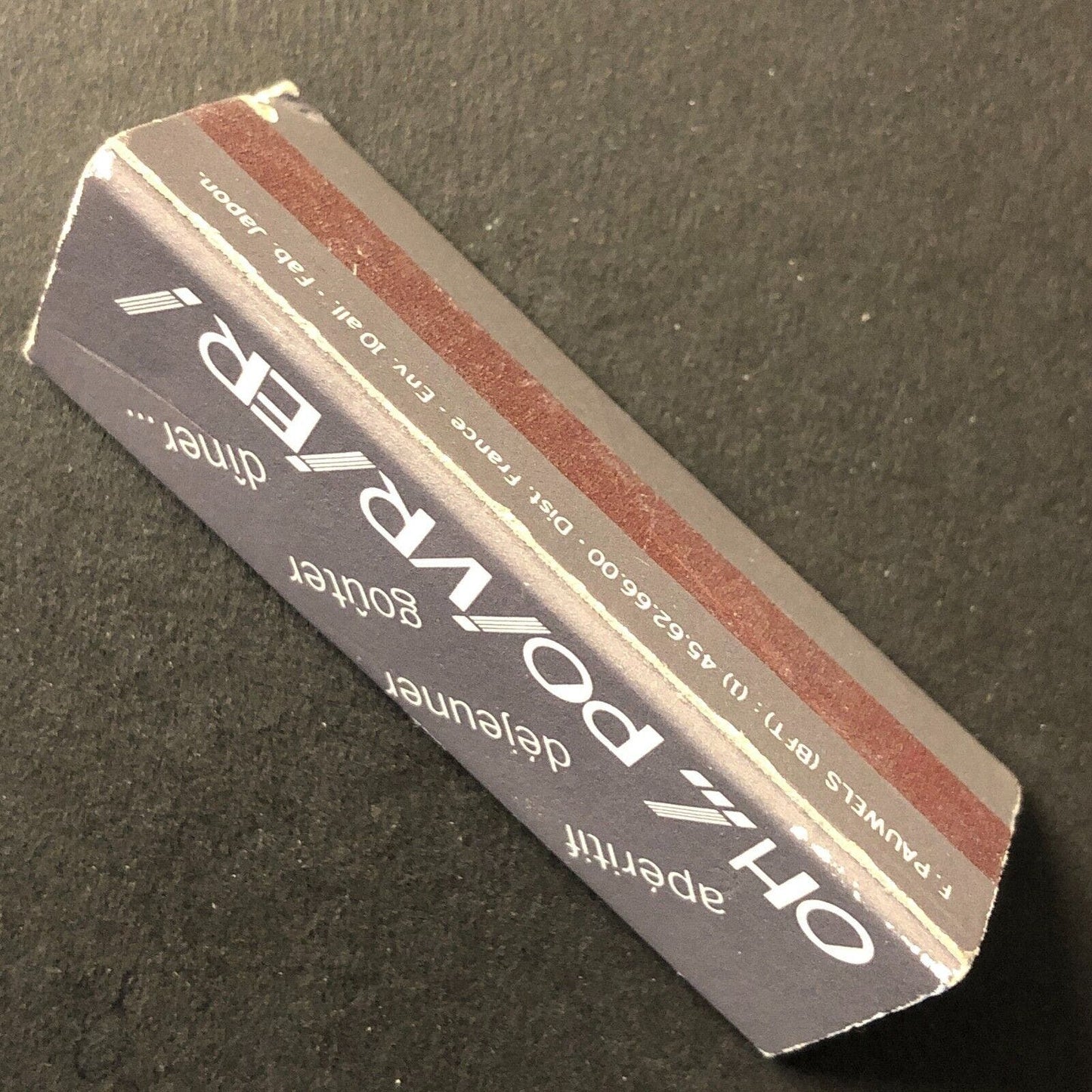 "Oh! Poivrier!" Restaurant Paris France Novelty Triangular Matchbox c1984-90