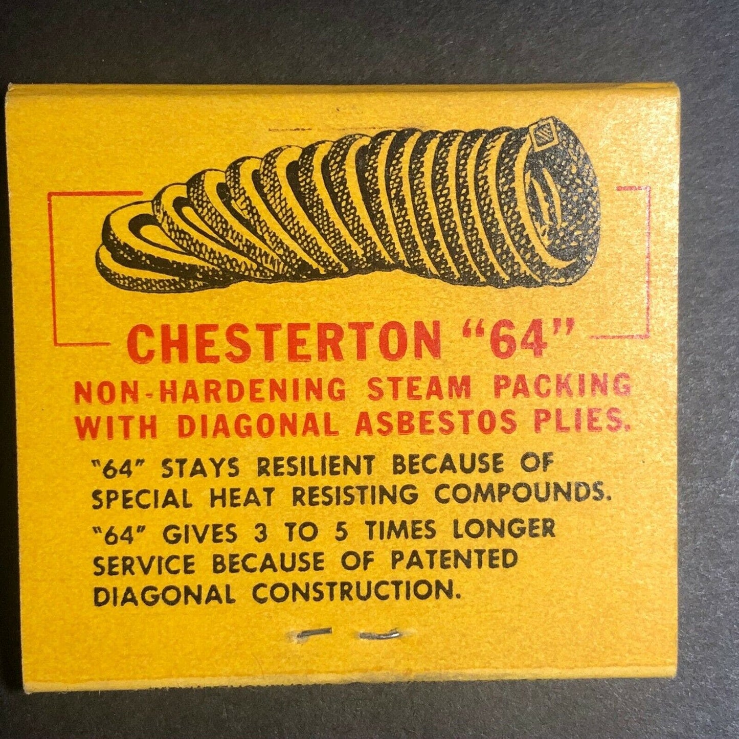 Very Scarce 1940's-50's Full Matchbook "Chesterton Packings" Everett, Ma