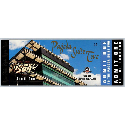 2001 Indy 500 Thursday Practice Day? Pagoda Suite Two Unused Ticket IMS #95
