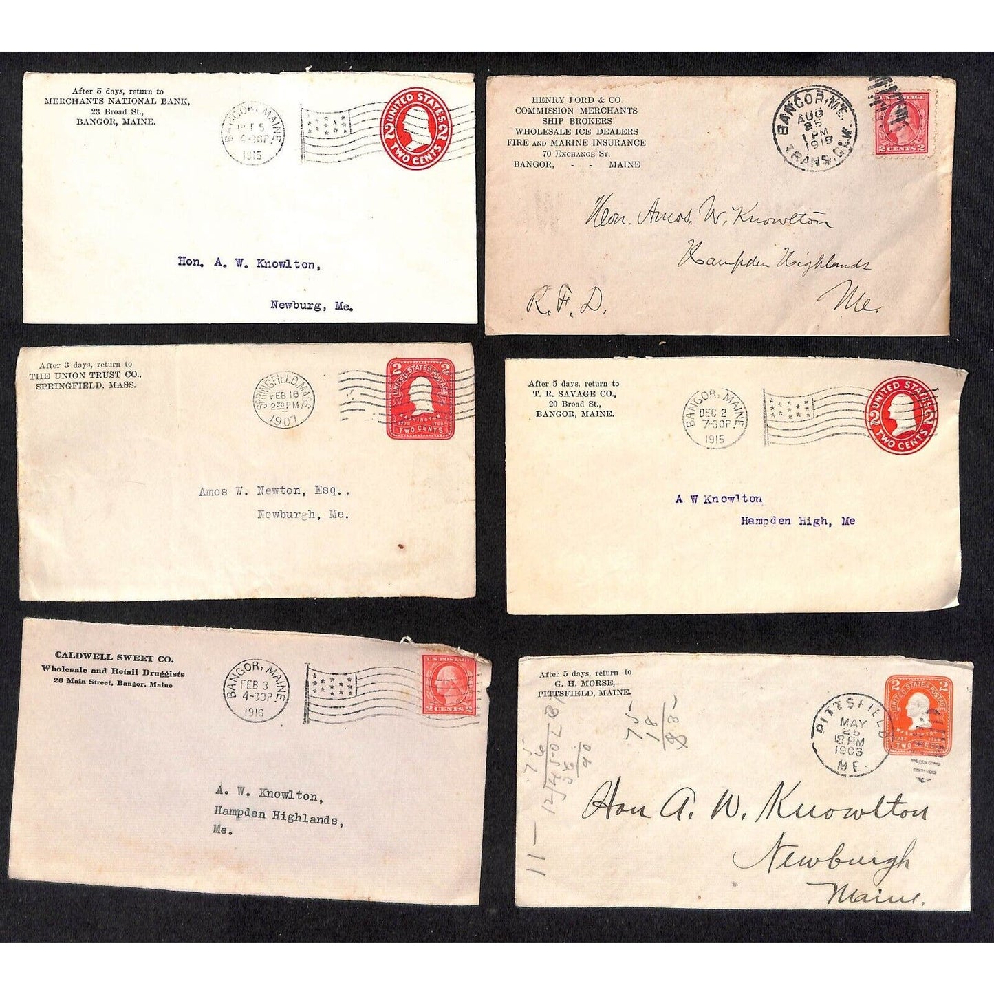 Group of 21 Covers - Mostly 1910 - 1915 Bangor, ME