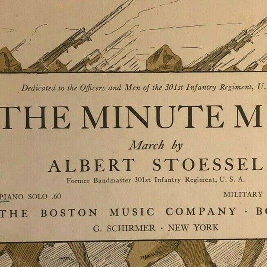 Vintage WWI Sheet Music "The Minute Men - Boston's Own" March