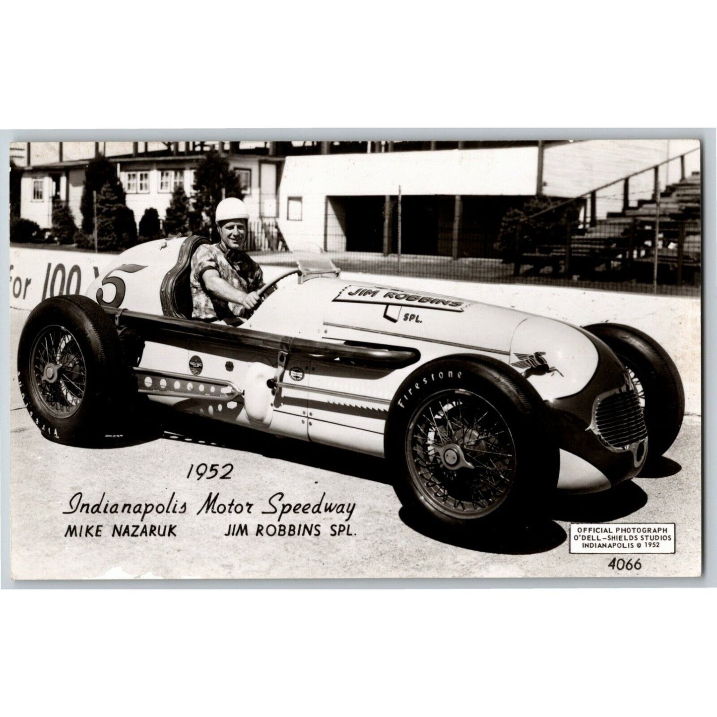 Indy 500 RPPC Postcard "1952 Mike Nazaruk" Official Race Photo Unposted VGC