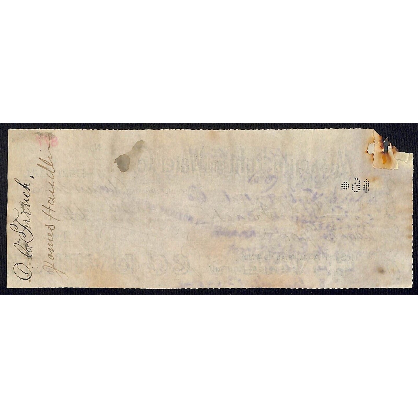 Missoula Light and Water Co. 1905 Bank Check w/ Clouds / Radiant Lines Vignette
