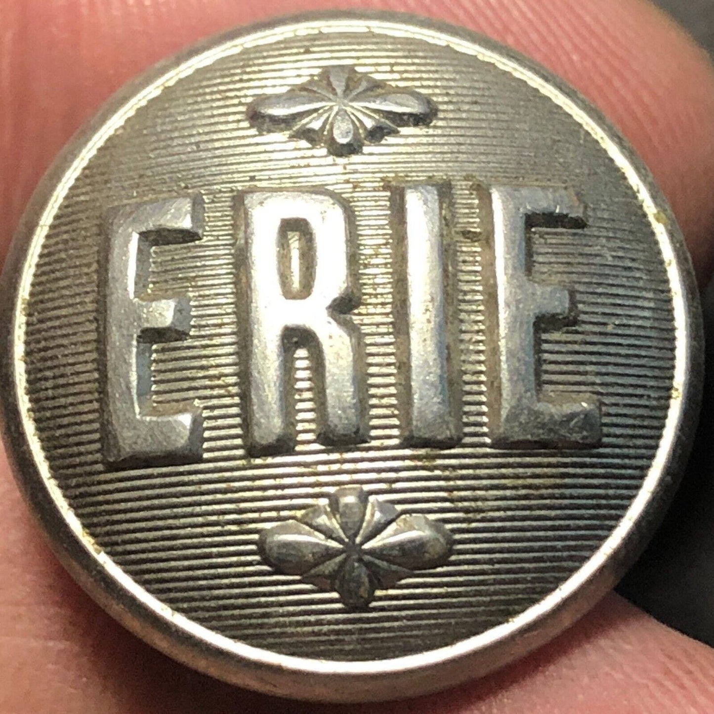 Erie Railroad Uniform Button Silvertone 3/4" Convex Scovill Waterbury