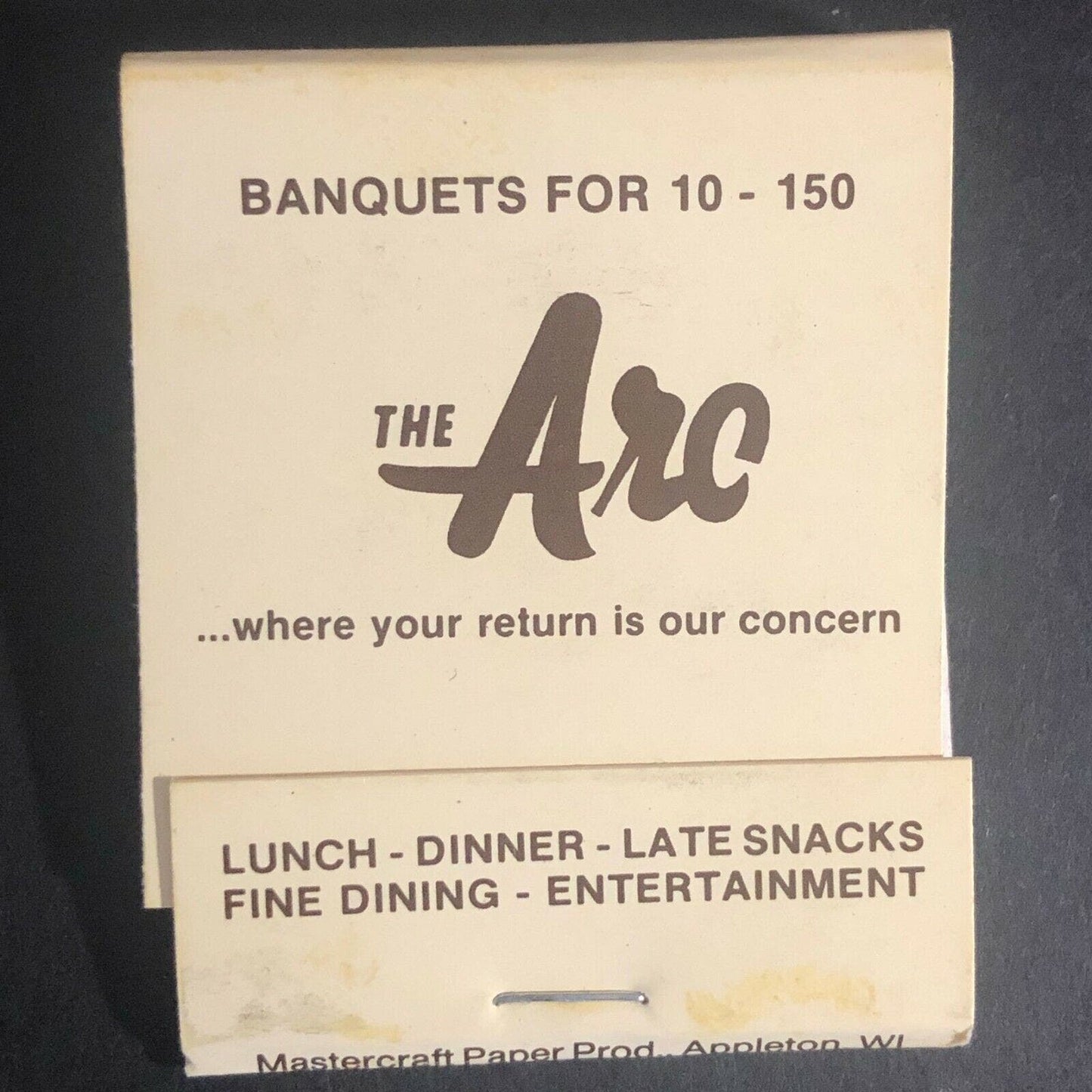 Vintage c1970's-80's Full Matchbook "The Arc" Restaurant / Dance Glenview, ILL
