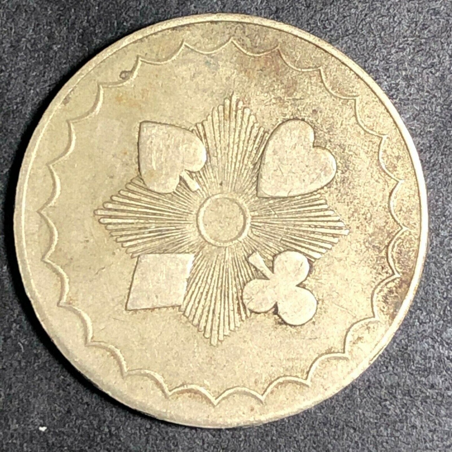 Vintage U.S. 22mm Brass Radiant Four Suits "1" - Counter Gaming Token