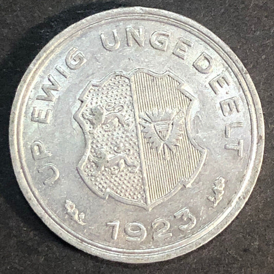 Gold-Girobank Schleswig-Holstein Aluminum "5" Token 1923 23mm Scarce