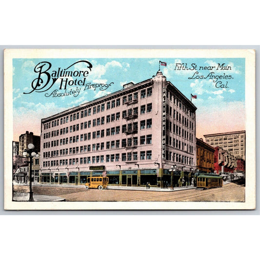 Biltmore Hotel "Absolutely Fireproof" Los Angeles Postcard c1915-1920's Rates
