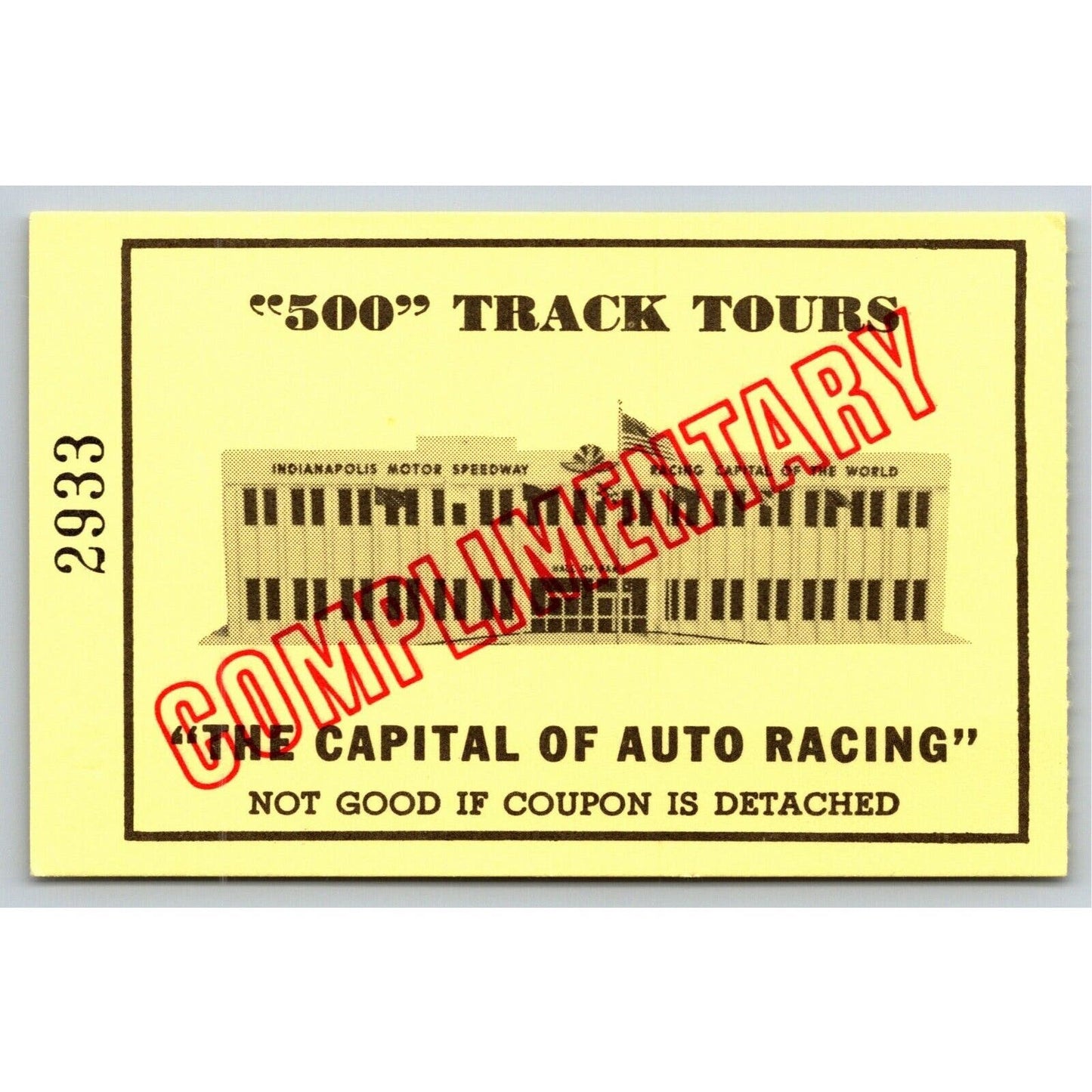 c1980's Indy 500 HOF Museum Track Tour Comp Ticket Stub Indianapolis #2933