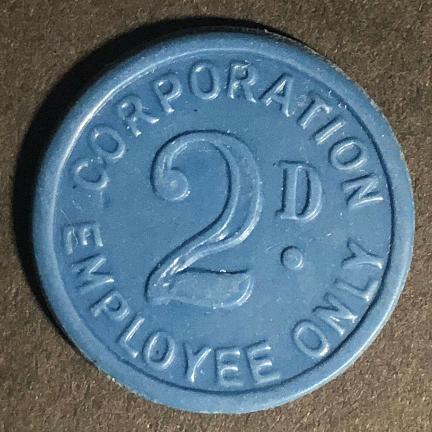 Barrow-In-Furness "Employee Only" England Plastic Token Blue? 2D 23mm c50's-60's