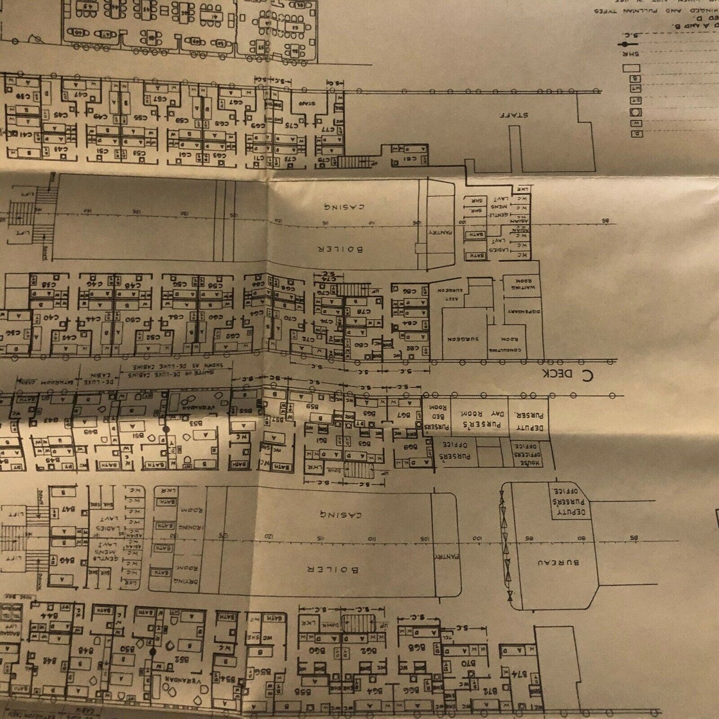 c1950-55 "Peninsular and Oriental Steam Navigation Co." 1st Class Plan Cruise