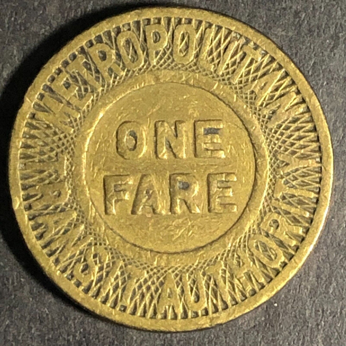 Metropolitan Transit Authority (MTA Boston) Brass "One Fare" Transit Token 20mm