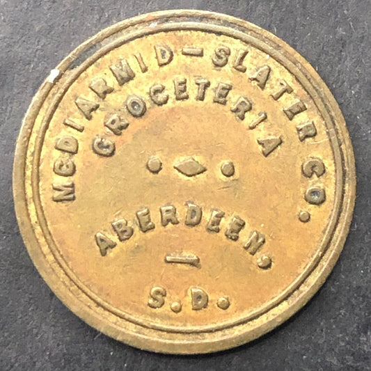Aberdeen, SD McDiarmid-Slater Groceteria Trade Token Brass 21.5mm Scarce