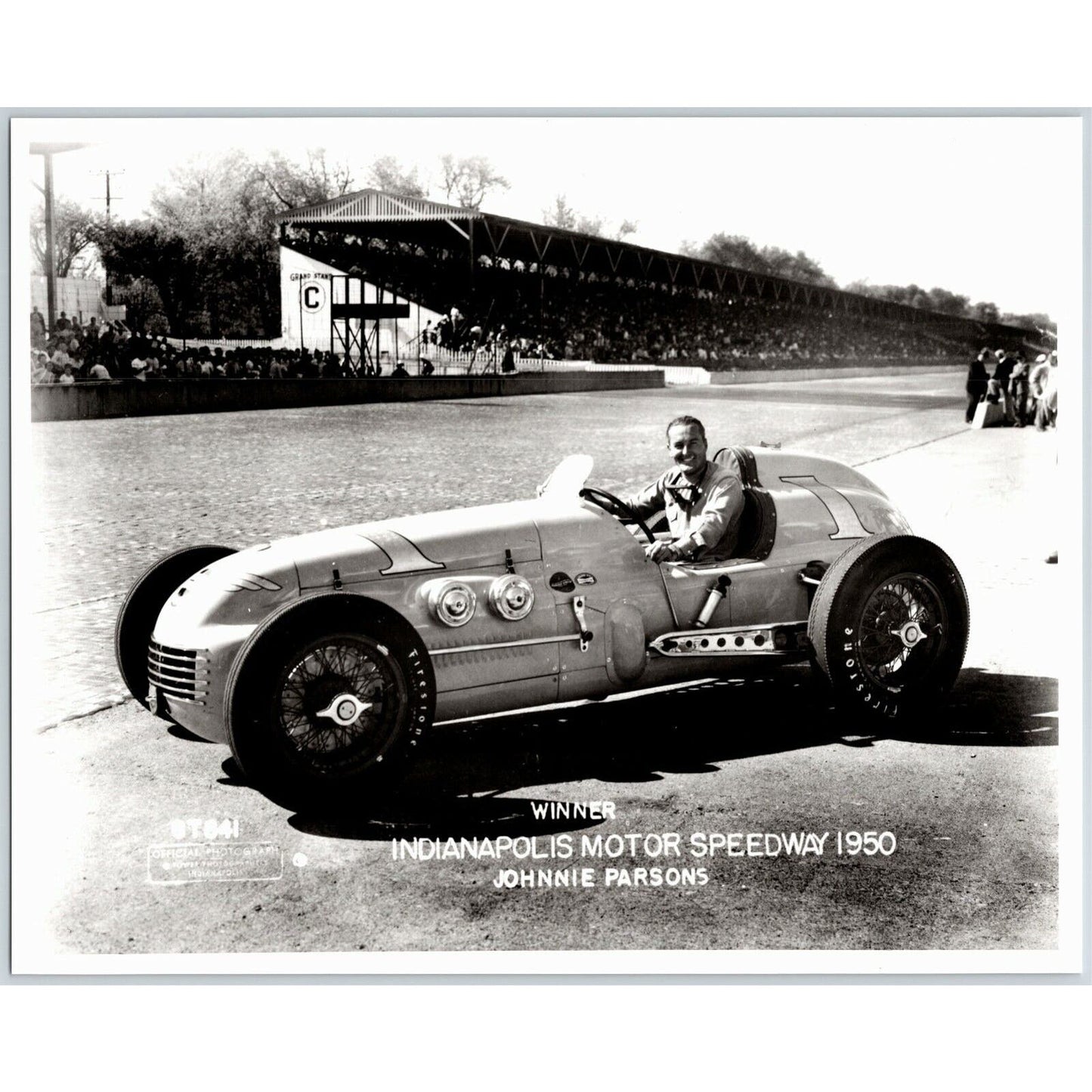Johnnie Parsons Indy 500 Winner 1950 - 8 x 10 Glossy B&W Photograph VGC