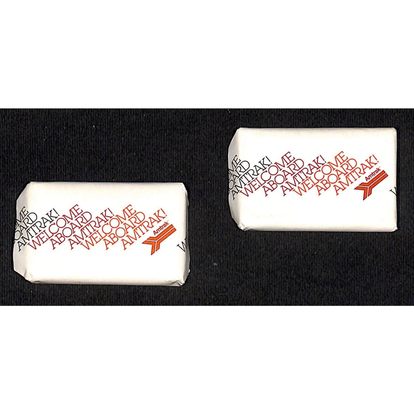 c1980's Pair of "Welcome Aboard" 1 1/4" x 2" Amtrak Soap Bars