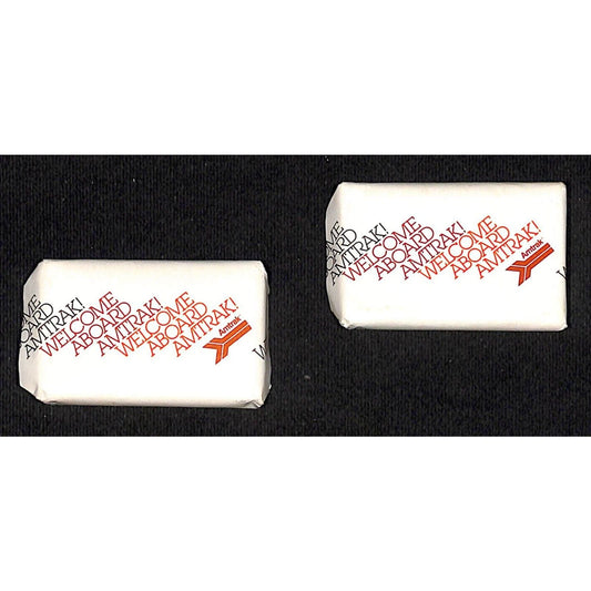 c1980's Pair of "Welcome Aboard" 1 1/4" x 2" Amtrak Soap Bars