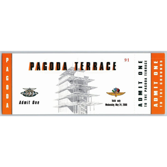 2000 Indy 500 (Sunday Bump Day Time Trials) Pagoda Terrace Unused Ticket IMS #91
