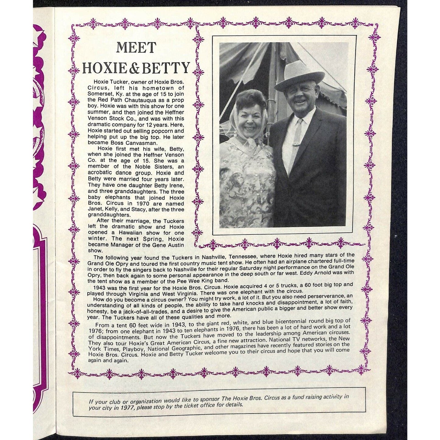 Vintage 1976 Hoxie Bros. Circus Souvenir Program 14pp. w/ Mongo Bigfoot Gorilla