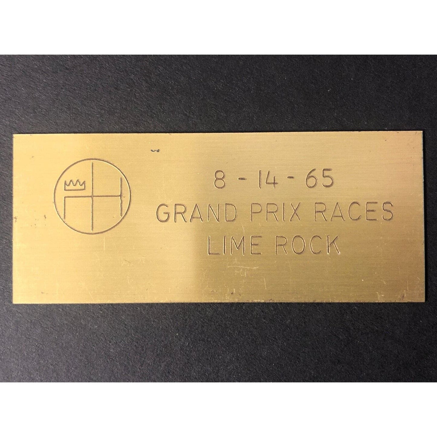 BSCOA 1965 Grand Prix Races Lime Rock Brass Dash Wall Plaque - 8/14/65