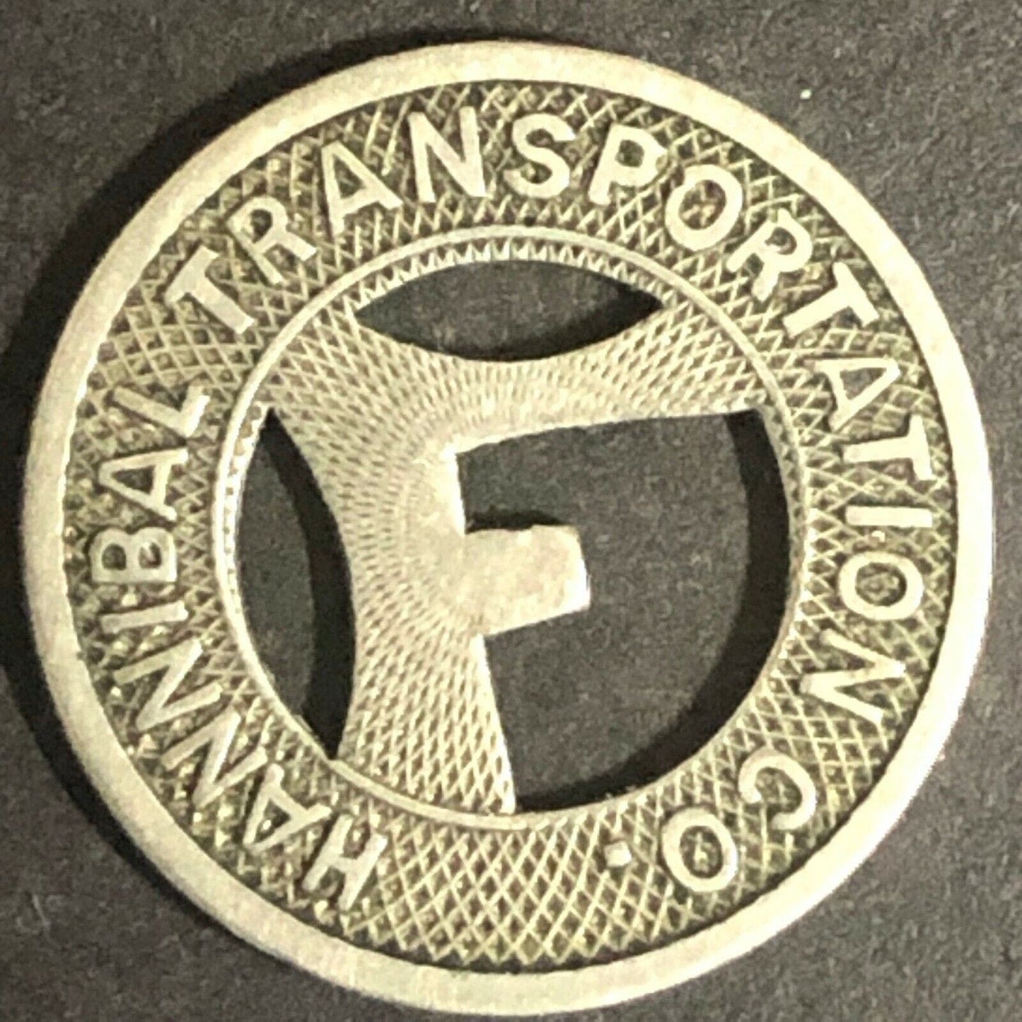 c1920's-40's 16mm Hannibal Transportation Co. Brass G/F One Fare Transit Token