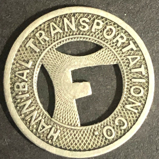 c1920's-40's 16mm Hannibal Transportation Co. Brass G/F One Fare Transit Token