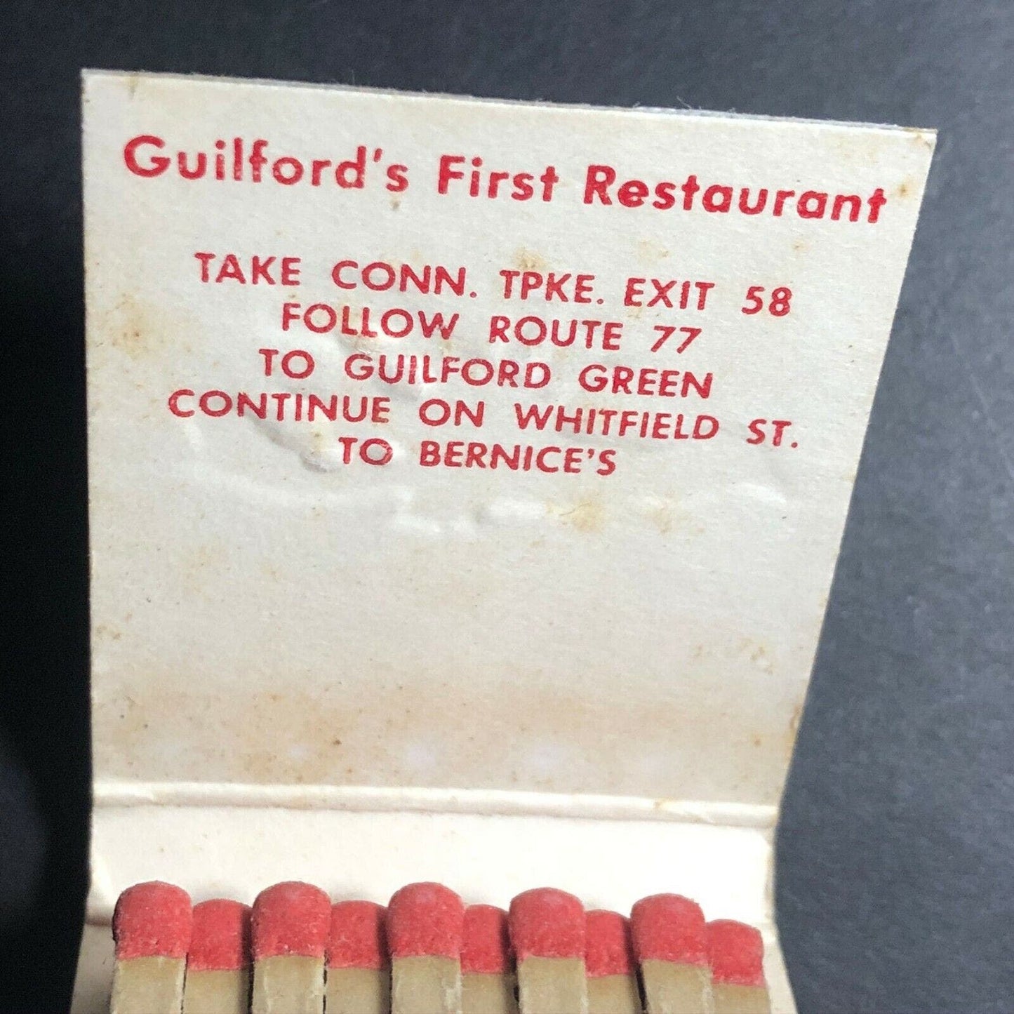 1970's-80's Full Matchbook - "Bernice's Restaurant" Lobster Guilford, CT
