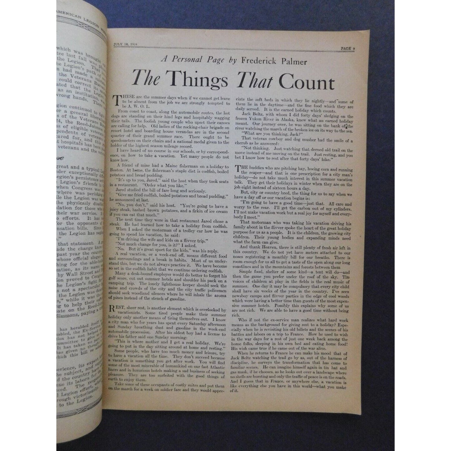 "The American Legion Weekly" July 18 1924 - 22 pgs.