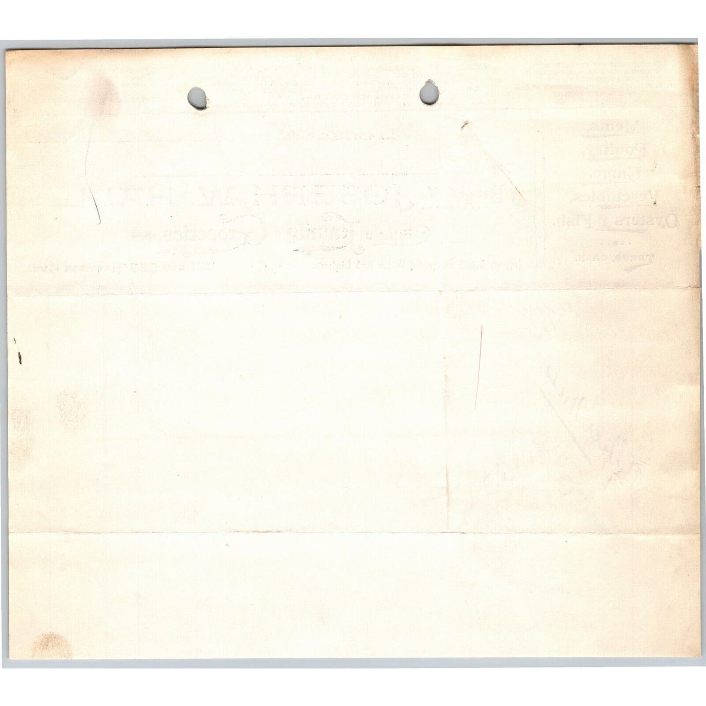 1893 Joseph W. Hall Groceries Produce Meats Leadville, CO Letterhead M.H. Keefe