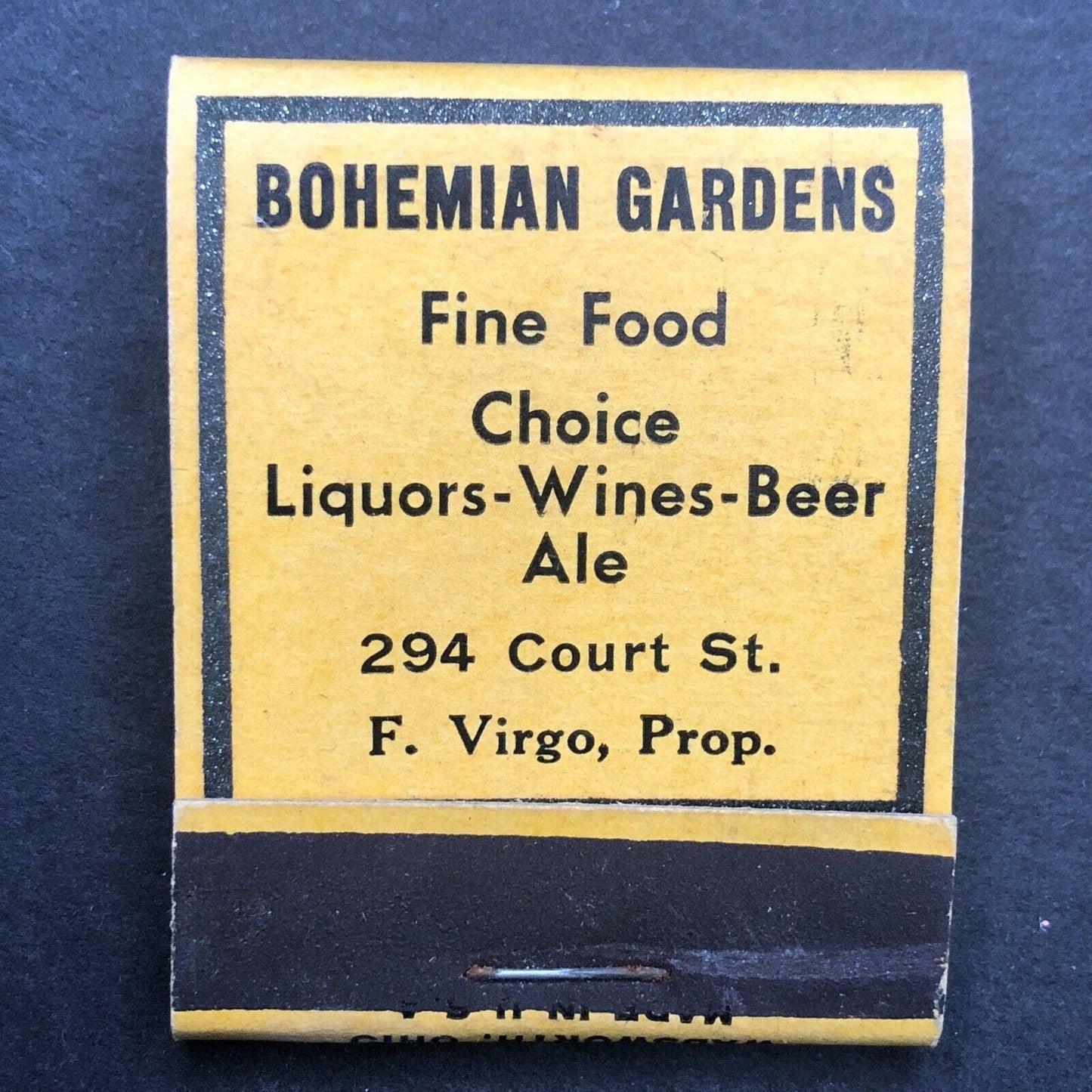 Bohemian Gardens Restaurant (State?) Mostly Full (-1) Matchbook c1940's Scarce