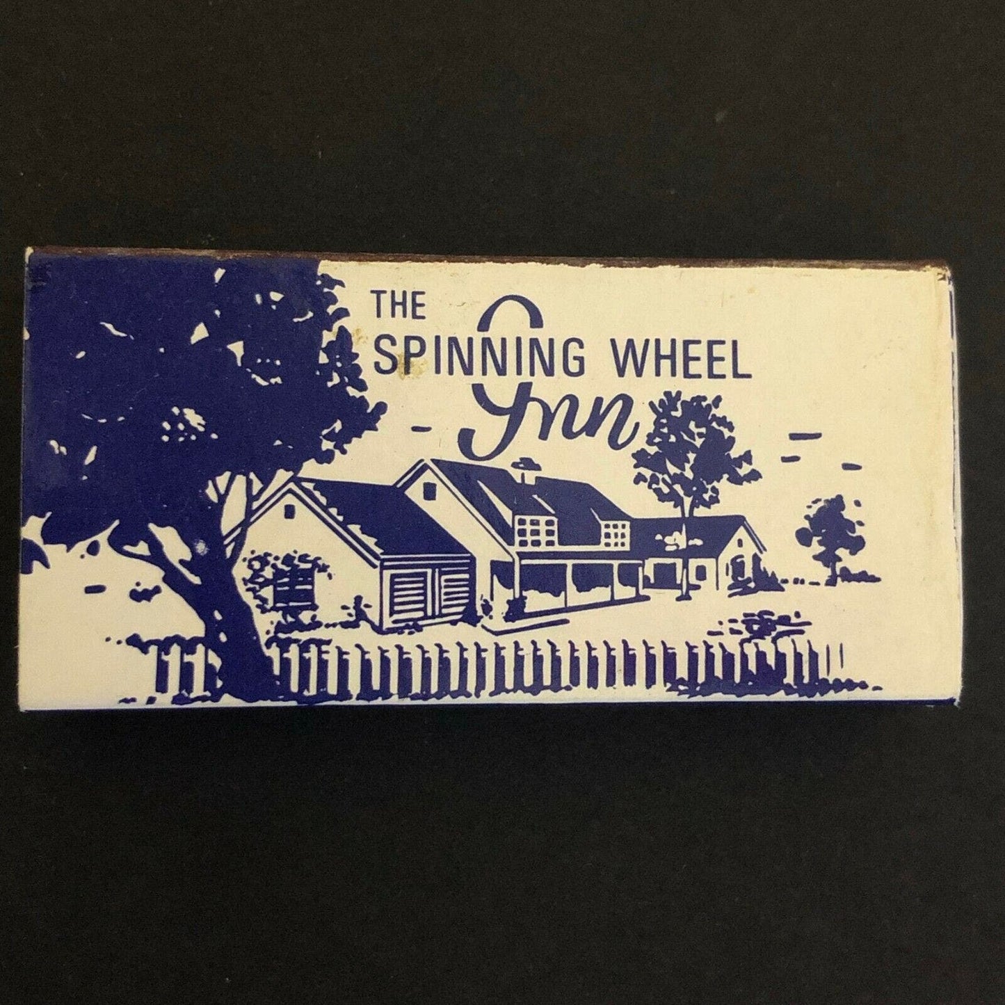 c1960's-70's Wooden Matchbox Matchbook "Spinning Wheel Inn" Redding Ridge, CT