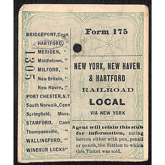 New York & Long Branch / NYNH & HRR Railroad 1901 Ticket N. Asbury Park #1305