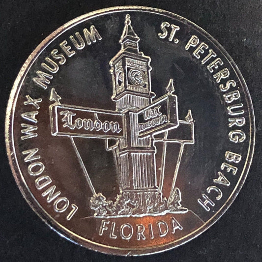 London Wax Museum St. Petersburg Beach, FL Good Luck Souvenir WM Token 28mm VGC
