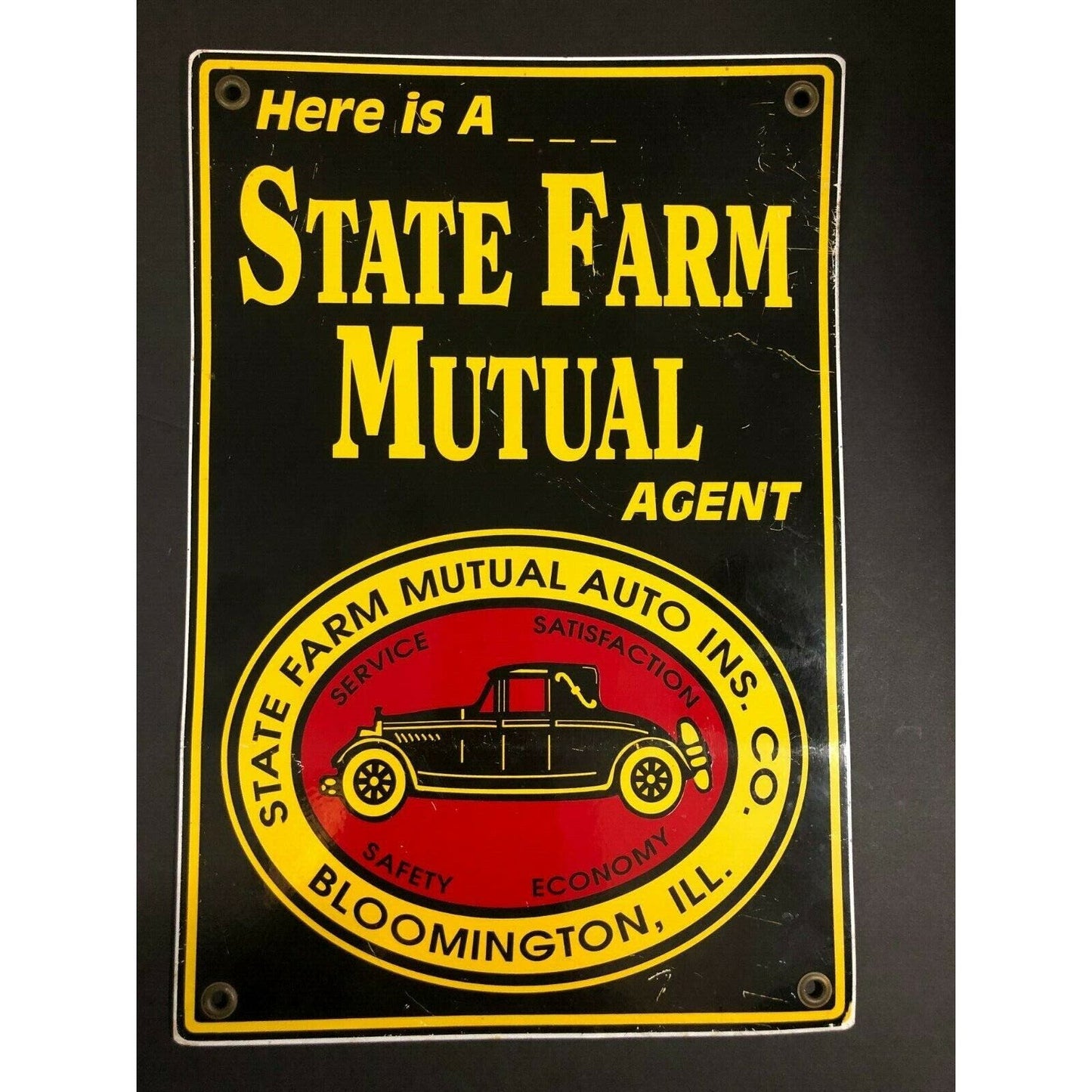 State Farm Mutual Insurance Agent Dbl. Sided Porcelain Adv. Sign *Auth. Repro*