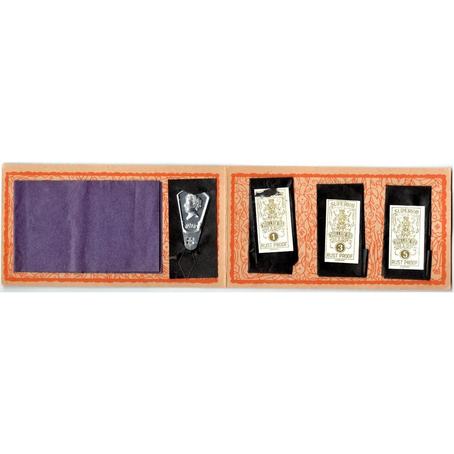 c1920's-30's Vintage Hand Sewing Needles Kit / Book - Army Navy Battleship VGC