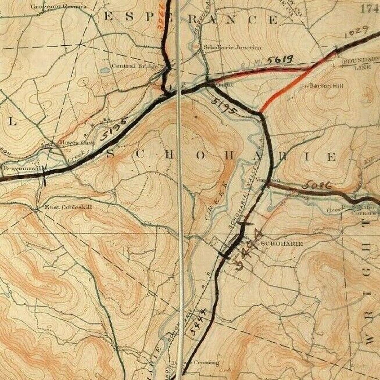 Vintage Official NY State Topographic Map Cobleskill Schoharie Middleburg