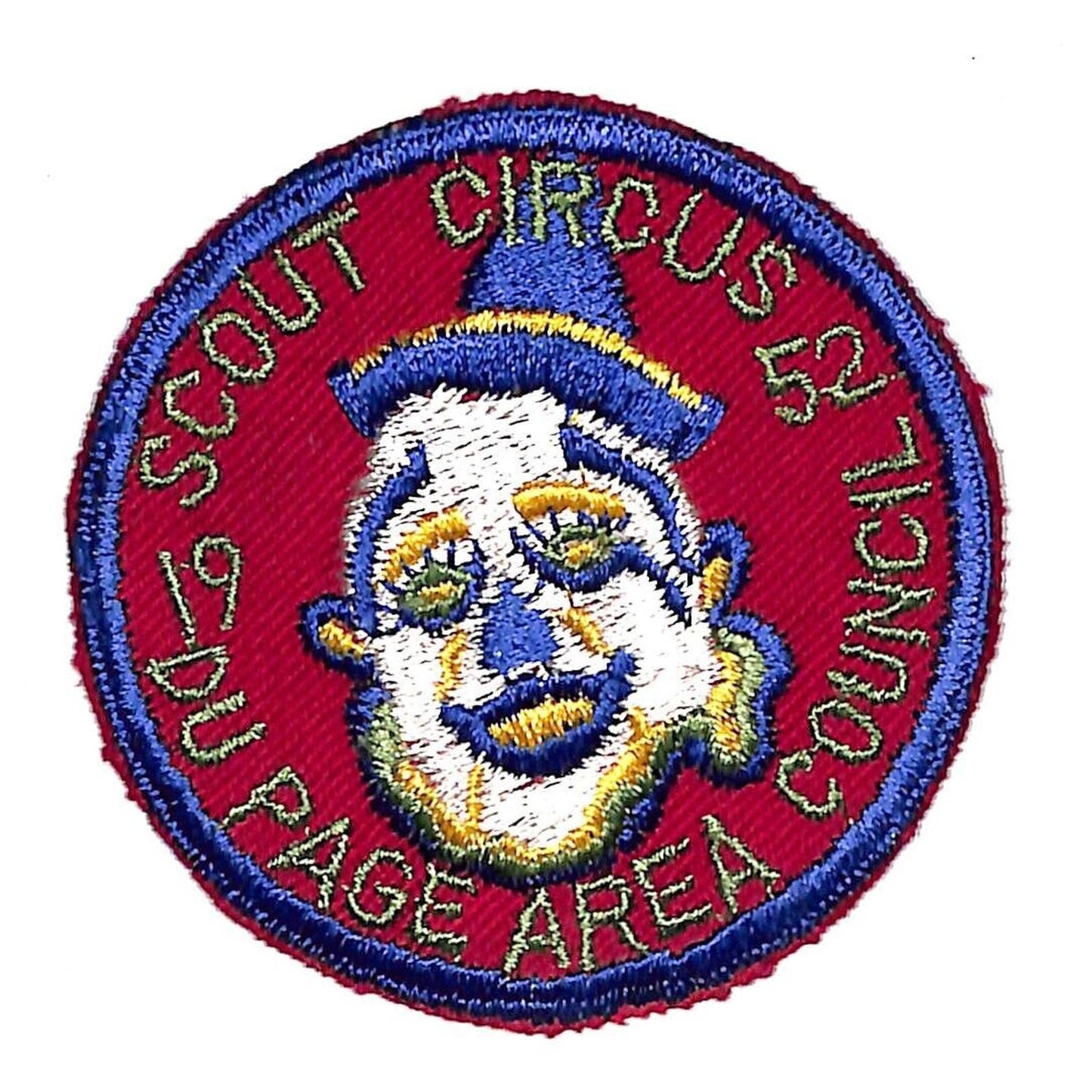 BSA Patch Du Page Area Council 1952 Scout Circus Clown VGC Scarce
