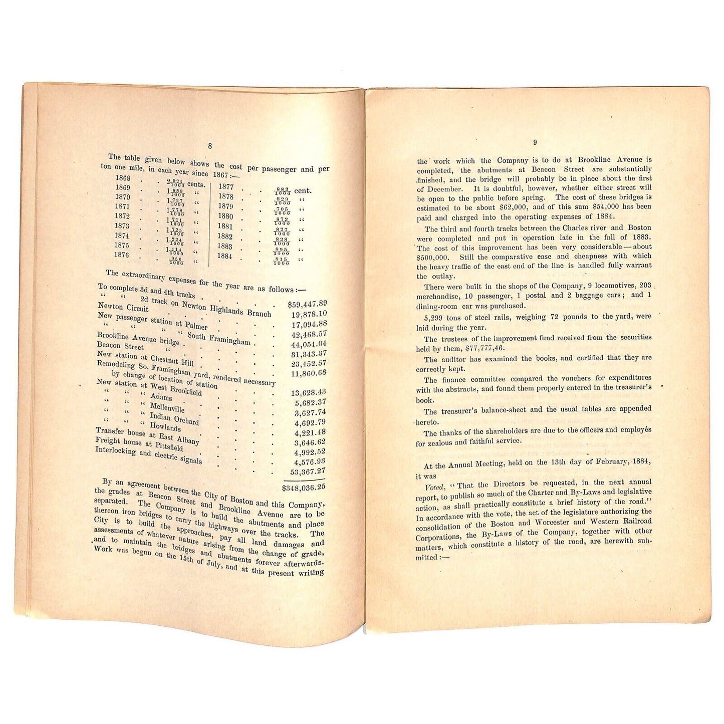 1884 Boston & Albany Railroad Annual Report 22pp - Scarce VGC