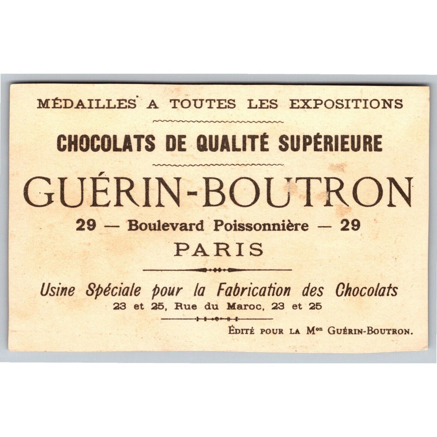 French Victorian Trade Card Chocolat Guerin-Boutron Le Remorqueur (The Tugboat)