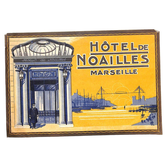 Hotel de Noailles Marseille Large Luggage Label 4" x 6" w/ Doorman - Bridge