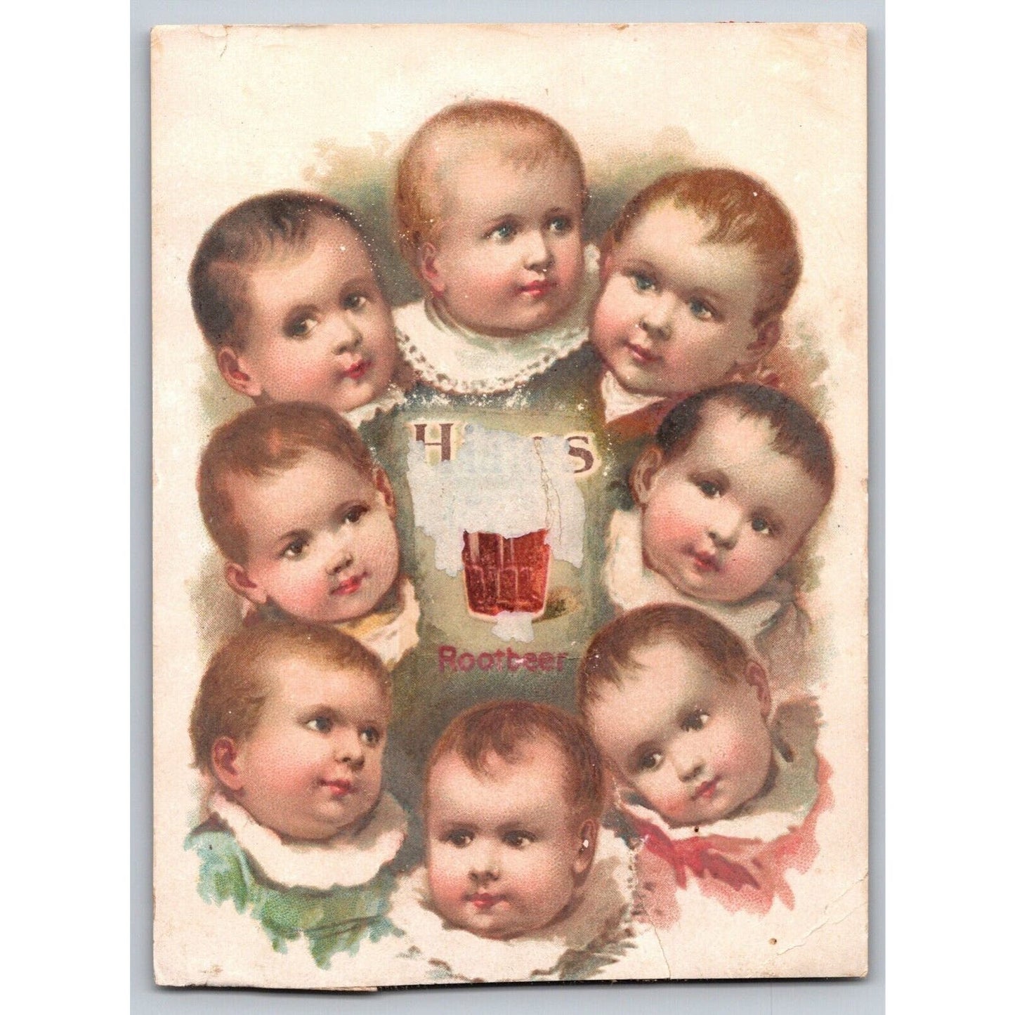 Many Baby Heads Hires Root Beer Victorian Trade Card