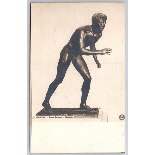 Naples Discobulus / Disc Thrower Bronze Statue Postcard c1901-1907 NP