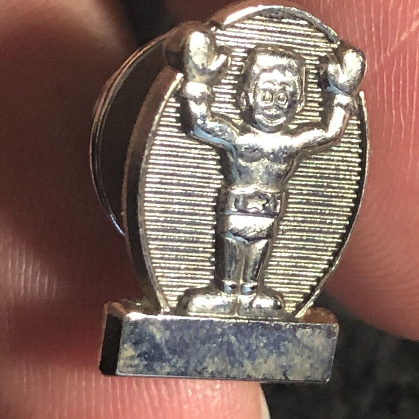 Vintage Boxer Boxing Winner Award ? Lapel Pinback - Sterling