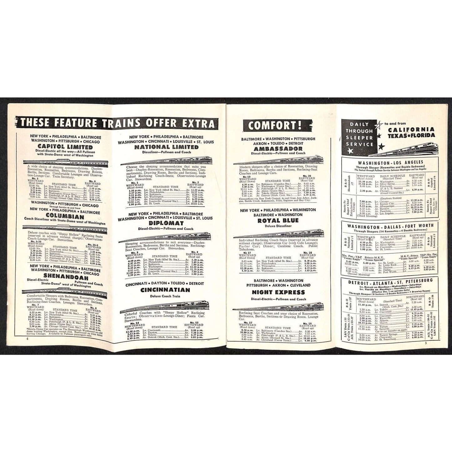 Baltimore & Ohio Railroad 1956 System Time Tables 42pp