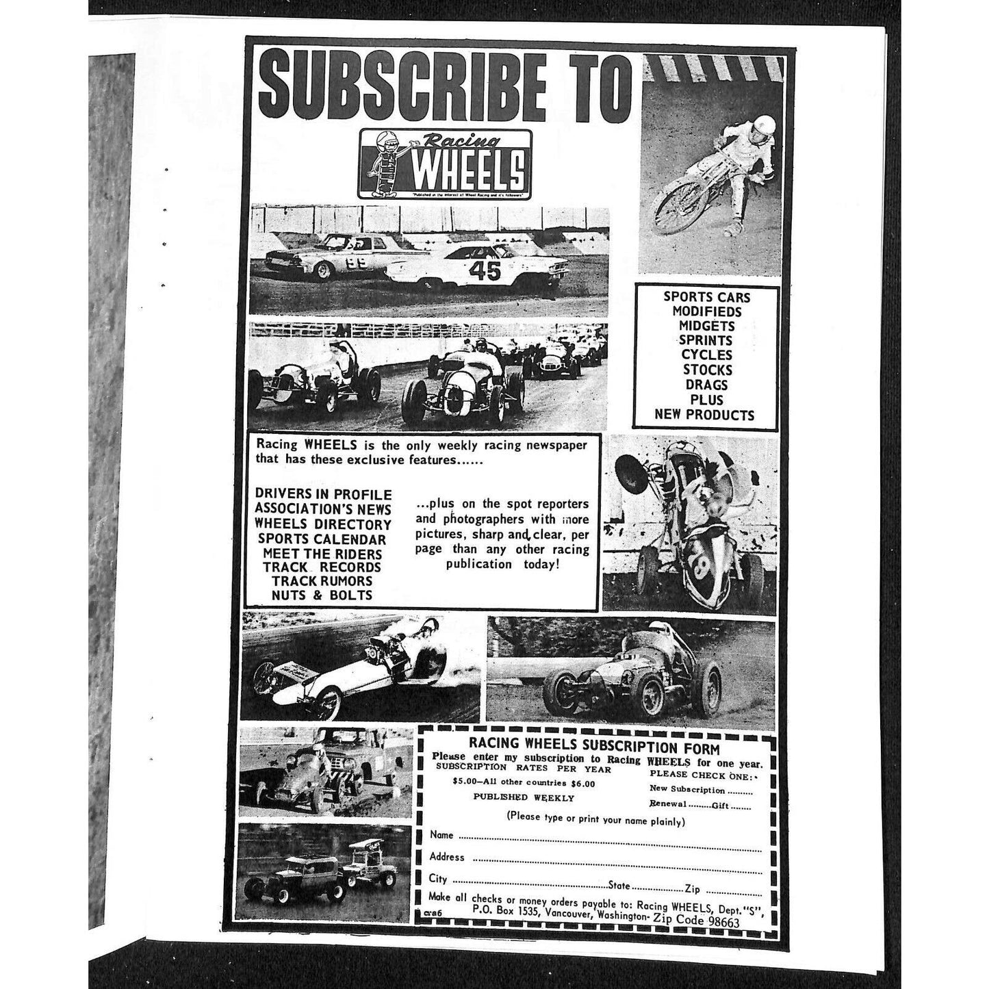Scarce July 13 1966 Sprint Car Auto Racing CRA Program Ascot Gardena, CA 16pp.