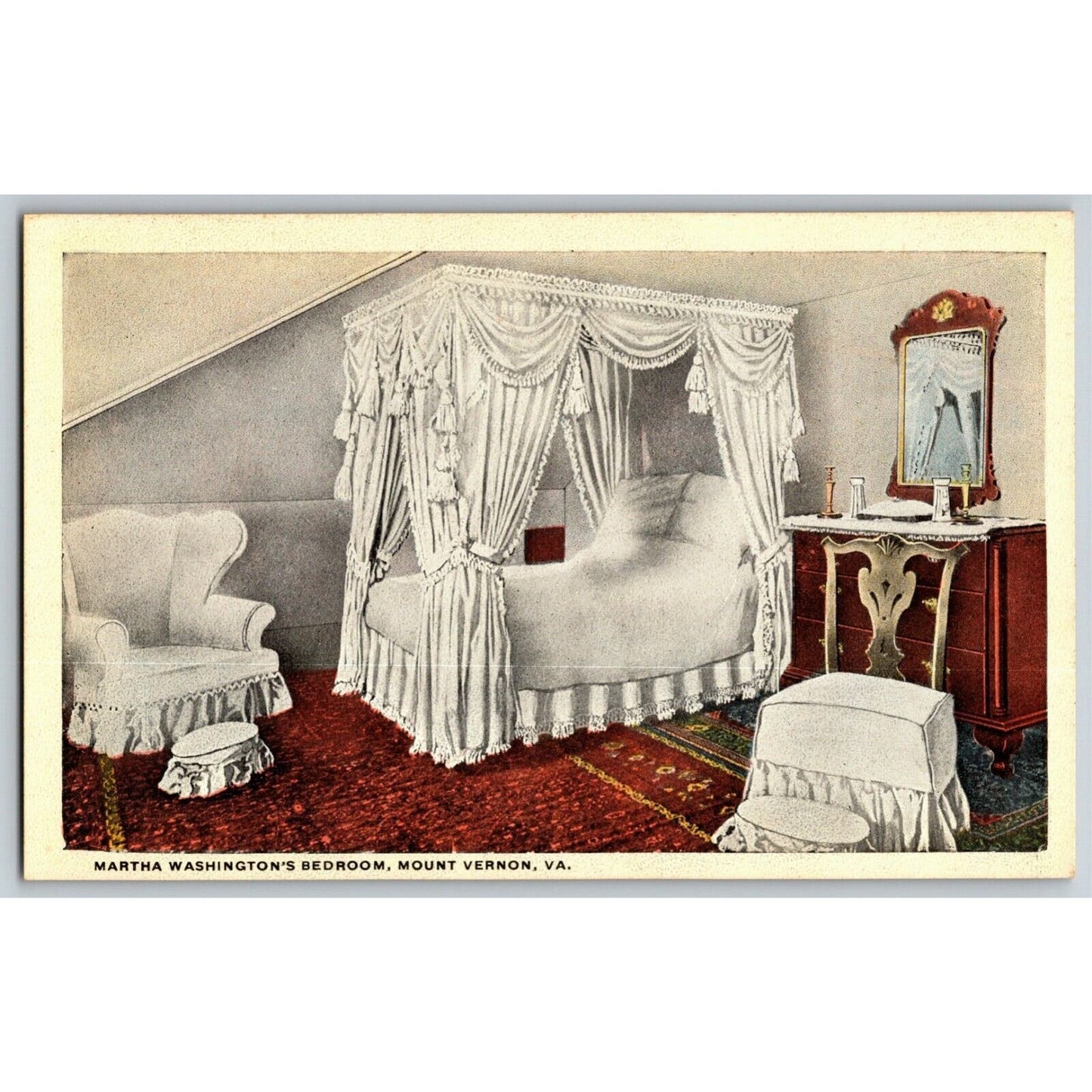 Martha Washington's Bedroom, Mount Vernon, VA - Vintage Postcard - NP