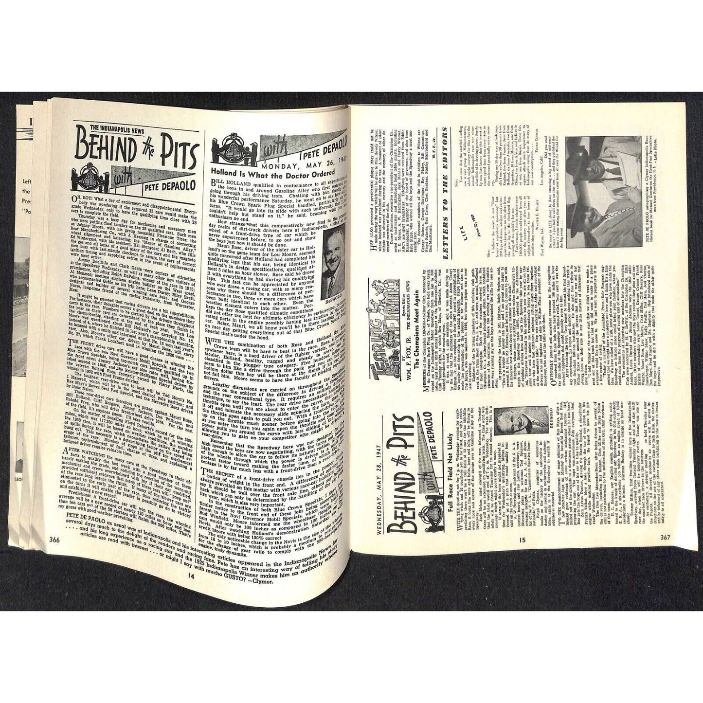 1947 Indy 500 Floyd Clymer's Indianapolis Race History IMS 55pp. VGC