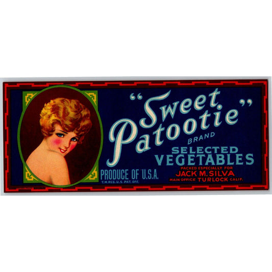 "Sweet Patootie" Vegetables Jack Silva Turlock, CA Original Small Paper Label