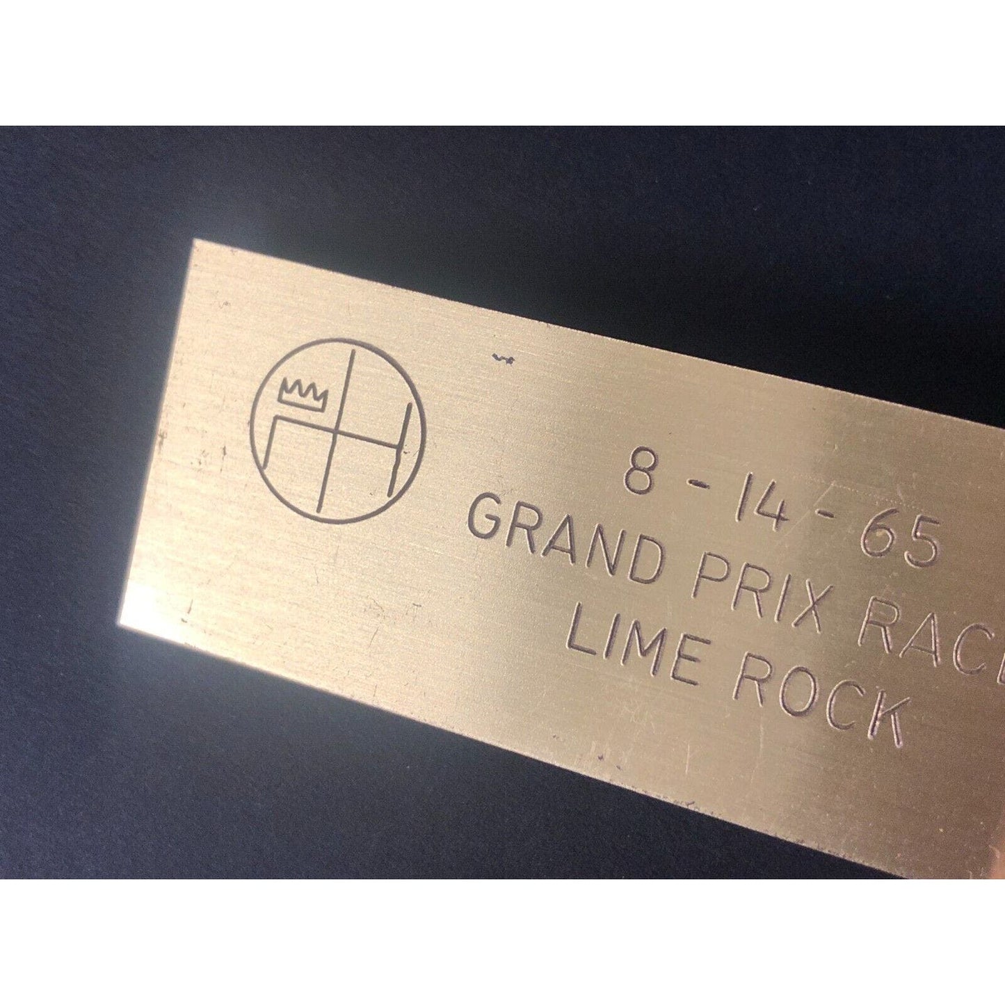 BSCOA 1965 Grand Prix Races Lime Rock Brass Dash Wall Plaque - 8/14/65