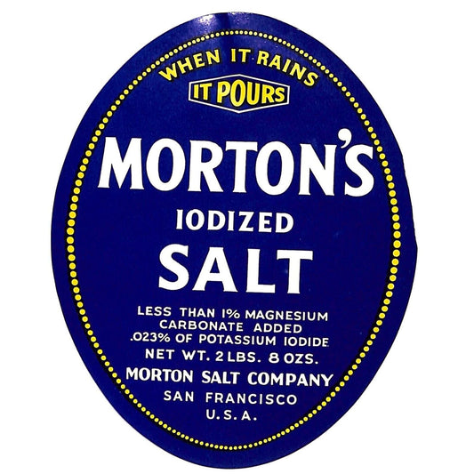 Morton's Iodized Paper Salt Label Scarce San Francisco, CA - Stamped 1941
